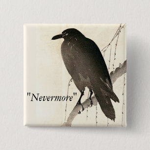 Chapa Cuadrada Esbozo de un cuervo - "Nevermore"
