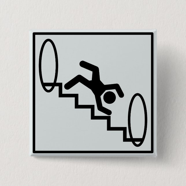 Chapa Cuadrada Escaleras de Stickman - peligro (Anverso)