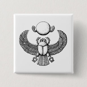 Chapa Cuadrada Escarabajo egipcio antiguo blanco y negro