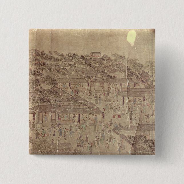 Chapa Cuadrada Escena de la calle, chino, dinastía de Ming (Anverso)