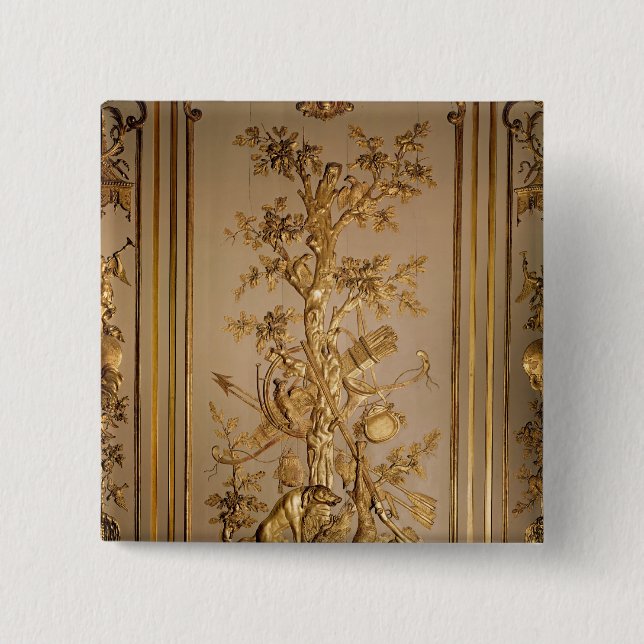 Chapa Cuadrada Escena de la caza, revestimiento de madera de (Anverso)