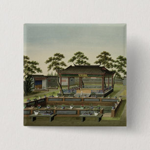 Chapa Cuadrada Escena del jardín, c.1820-40 (w/c en el papel) 4