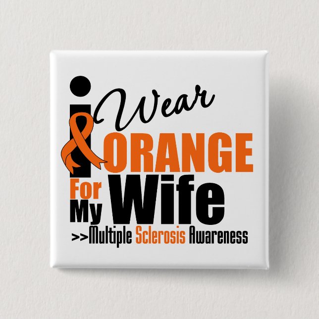 Chapa Cuadrada Esclerosis Múltiple Que Uso Naranja Para Mi Esposa (Anverso)