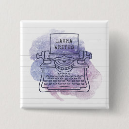 Chapa Cuadrada Escritor de máquina de escribir periodista blogger