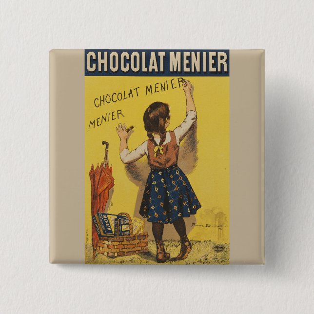 Chapa Cuadrada Escritura de pared de Chocolat Menier (Anverso)