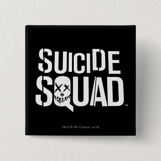 Chapa Cuadrada Escuadrón suicida | Logotipo blanco (Anverso)