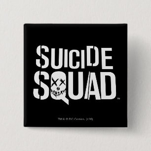 Chapa Cuadrada Escuadrón suicida   Logotipo blanco