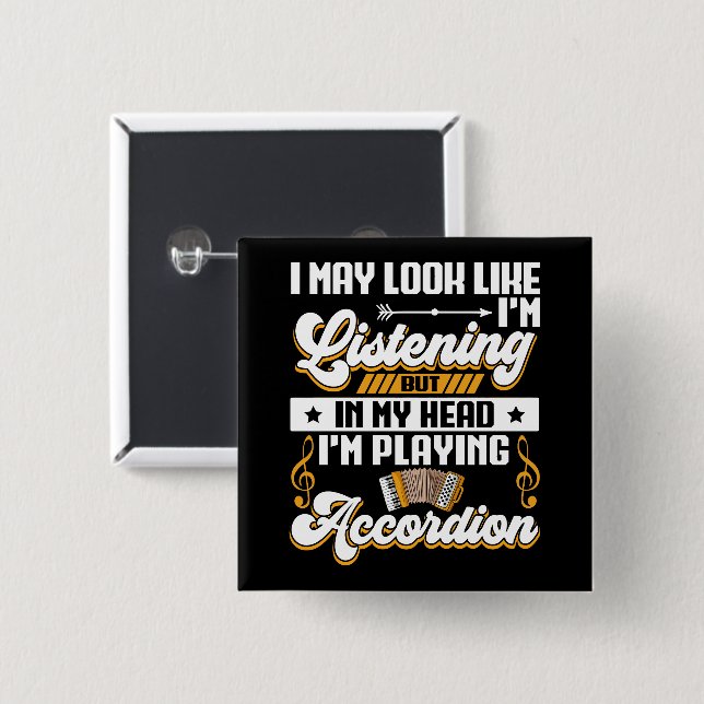 Chapa Cuadrada Escuchando divertida en mi cabeza estoy jugando ac (Anverso y reverso)