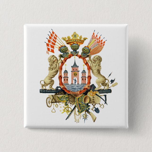 Chapa Cuadrada Escudo de armas de Copenhague (Anverso)