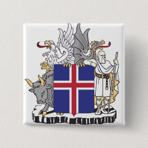 Chapa Cuadrada Escudo de Armas de Islandia Guardianes Mitológicos