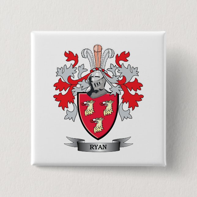Chapa Cuadrada Escudo de armas de Ryan (Anverso)