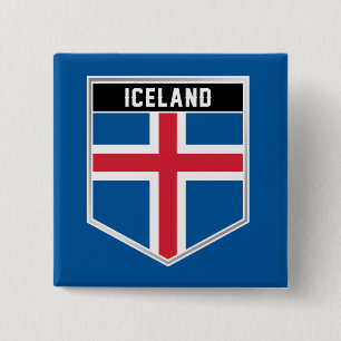Chapa Cuadrada Escudo de bandera de Islandia