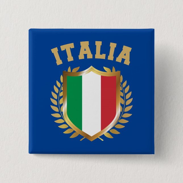 Chapa Cuadrada Escudo de bandera de Italia/Italia (Anverso)