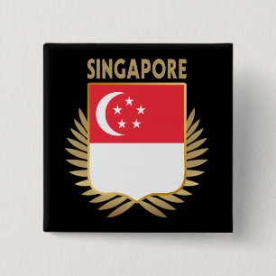 Chapa Cuadrada Escudo de bandera de Singapur