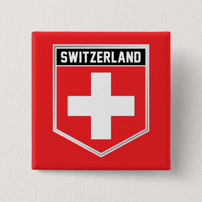 Chapa Cuadrada Escudo de bandera de Suiza (Anverso)