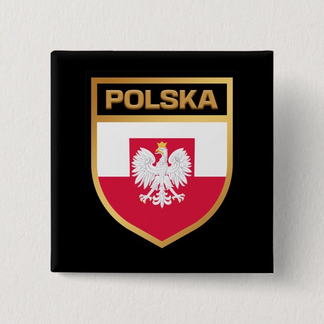 Chapa Cuadrada Escudo y emblema de la bandera polaca/polaca (Anverso)