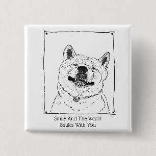 Chapa Cuadrada eslogan motivacional con perro sonriente lindo