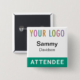 Chapa Cuadrada Esmeralda Verde Alumno Logo Pinback Square