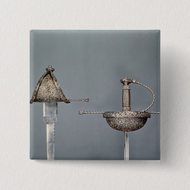 Chapa Cuadrada Espadas: estoque de la taza-hilted del acero (Anverso)