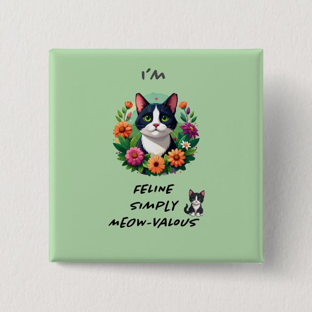 Chapa Cuadrada Espejo compacto de gato FELINO simplemente MEOW-VA (Anverso)