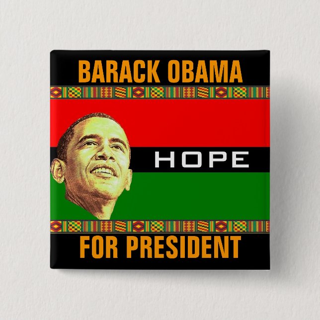 Chapa Cuadrada Esperanza de Barack Obama (Anverso)