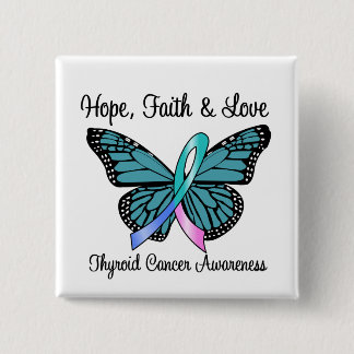 Chapa Cuadrada Esperanza del cáncer tiroideo mariposa