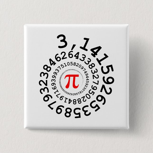 Chapa Cuadrada Espiral original de dígitos Pi número 3,14... (Anverso)