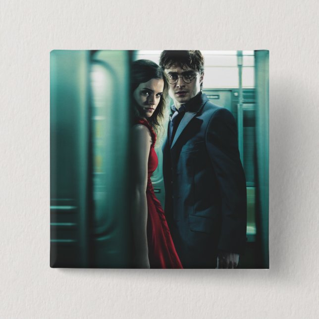 Chapa Cuadrada Espíritus mortales - Harry y Hermione (Anverso)
