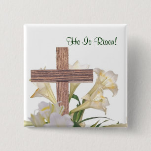 Chapa Cuadrada ¡Espléndido! Lirios de pascua y cruz de madera