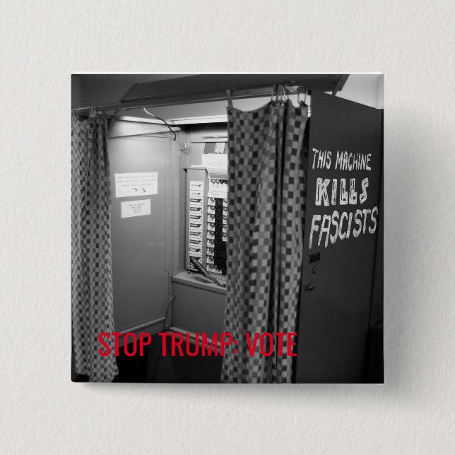 Chapa Cuadrada Esta máquina [de votación] mata al Pin de los (Anverso)