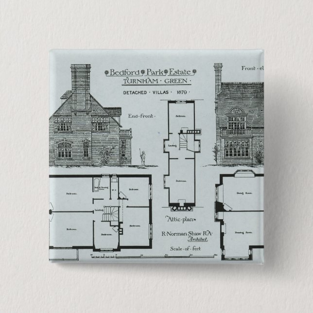 Chapa Cuadrada Estado del parque de Bedford (Anverso)