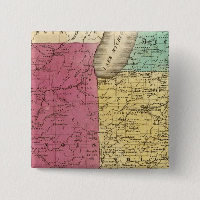 Chapa Cuadrada Estados occidentales con mapa de entrada de Michig (Anverso)