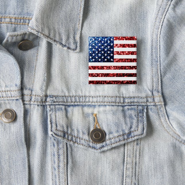 Chapa Cuadrada Estados Unidos bandera azul rojo brillante purpuri (In situ)