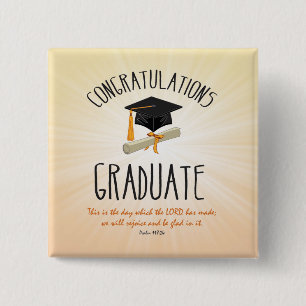 Chapa Cuadrada Estallido de oro de graduación religiosa con gorro