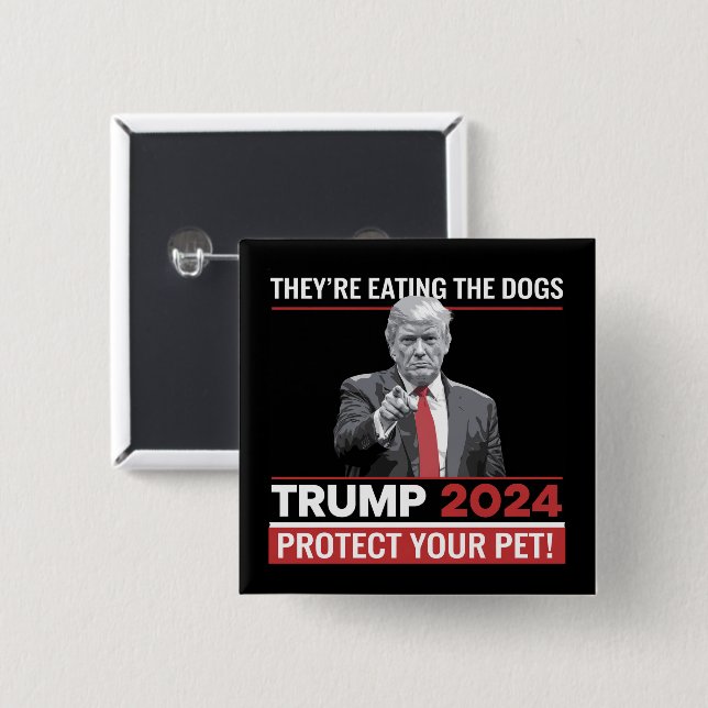 Chapa Cuadrada Están Comiendo A Los Perros Debate Trump 2024  (Anverso y reverso)