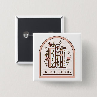 Chapa Cuadrada estante de libros floral biblioteca gratuita estét
