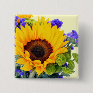 Chapa Cuadrada Estatia de girasol y azul