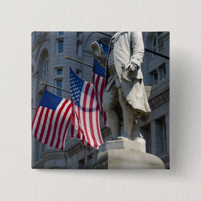 Chapa Cuadrada estatua de Benjamin Franklin en Washington, DC (Anverso)