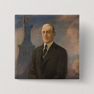 Chapa Cuadrada Estatua de la Libertad y Presidente Woodrow Wilson