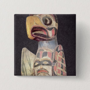 Chapa Cuadrada Estatua de "Thunderbird" del Haida (madera