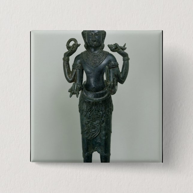 Chapa Cuadrada Estatua de Vishnu en su forma triple de Vishnu (Anverso)