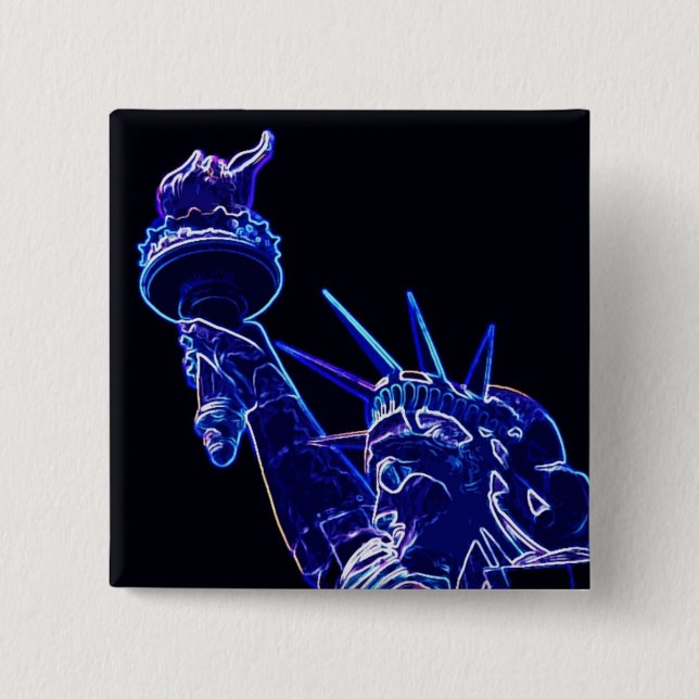 Chapa Cuadrada Estatua del arte pop de la libertad (Anverso)