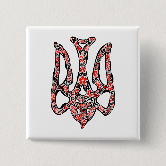 Chapa Cuadrada Estilizado trident tryzub, emblema nacional de Ucr (Anverso)