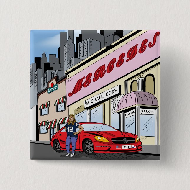 Chapa Cuadrada Estilo cómico del arte de la Comisión (Anverso)