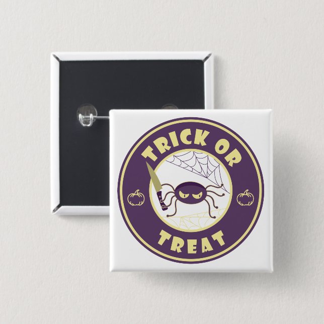 Chapa Cuadrada Estilo de araña halloween Starbucks (Anverso y reverso)