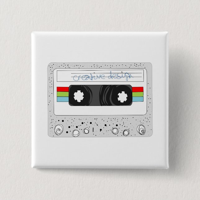 Chapa Cuadrada Estilo retro de la cinta de casete 80s (Anverso)