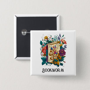 Chapa Cuadrada Estilo victoriano Diseño Bookworm
