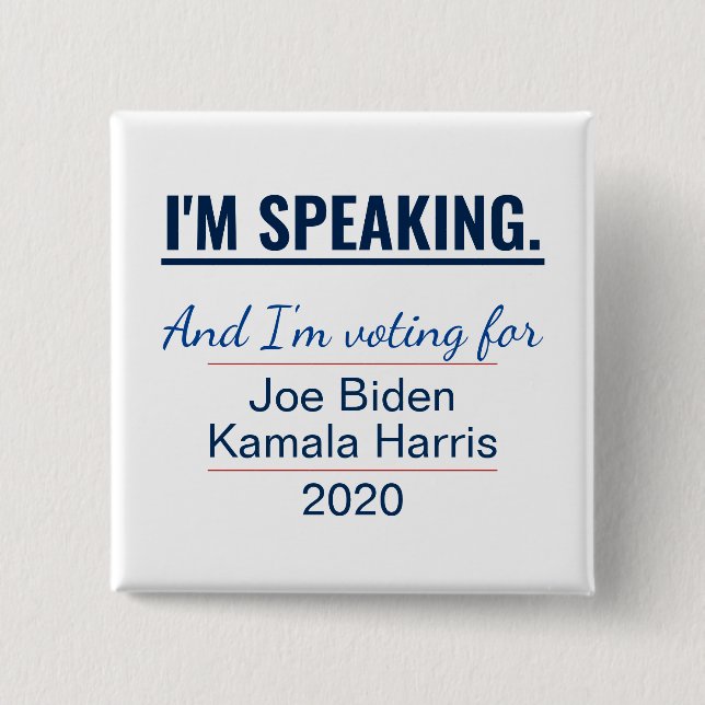 Chapa Cuadrada Estoy hablando de las elecciones de Kamala Harris  (Anverso)