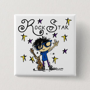 Chapa Cuadrada Estrella del rock del muchacho del pelo negro