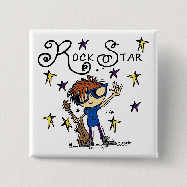 Chapa Cuadrada Estrella del rock del muchacho del Redhead (Anverso)